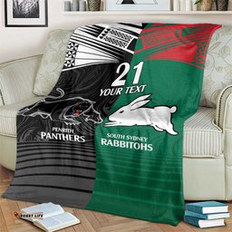 Custom RabbitohsPanthers Blanket NRL Tribal Half Style