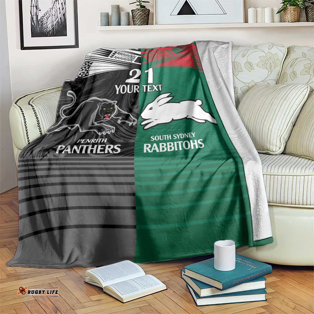 Custom RabbitohsPanthers Blanket NRL Tribal Half Style