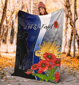 ANZAC Day Blanket Lest We Forget Poppy Flower