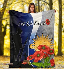 ANZAC Day Blanket Lest We Forget Poppy Flower