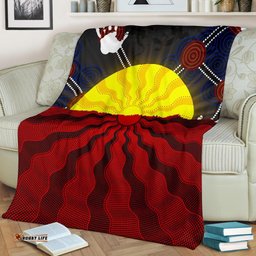 Aboriginal Premium Blanket, Aboriginal Lives Matter Flag Sun Dot Painting