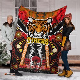 tigers rugby anzac day watercolour blanket custom remembrance west tigers with poppy flower rlt13