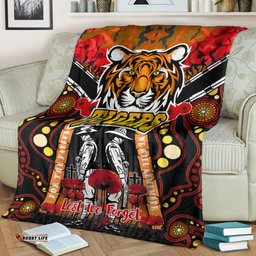 tigers rugby anzac day watercolour blanket custom remembrance west tigers with poppy flower rlt13