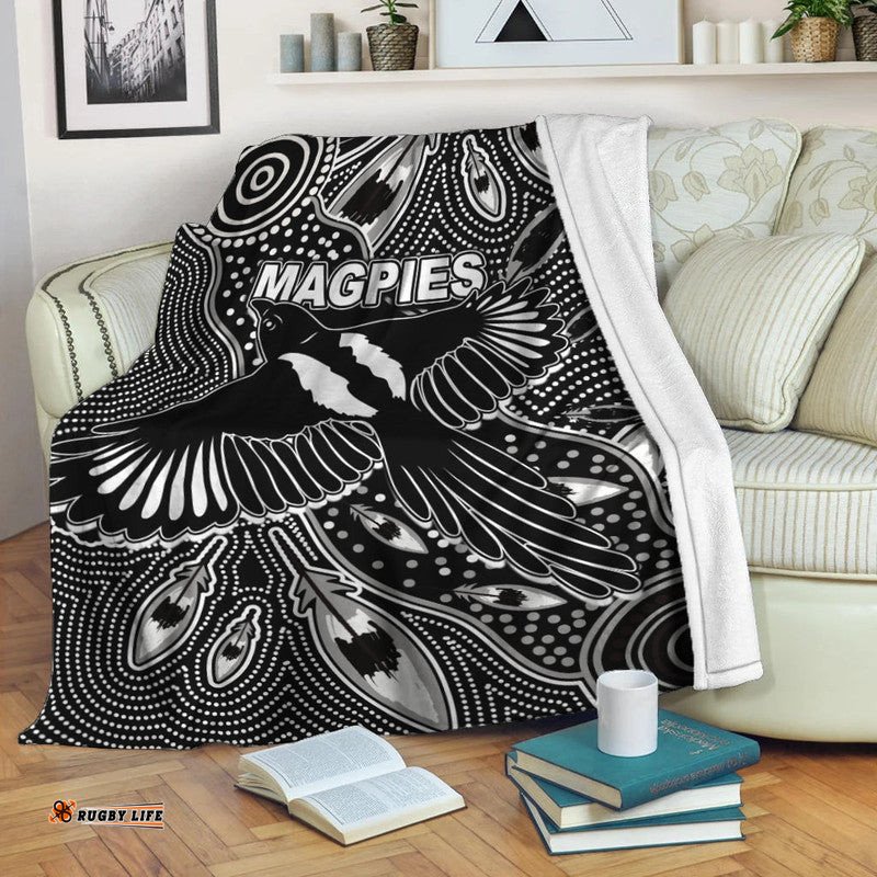 collingwood magpies premium blanket aboriginal art