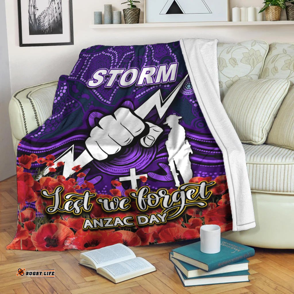 Storm Premium Blanket ANZAC Day Poppy Flowers With Aboriginal