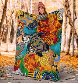 Australia Aboriginal Inspired Blanket - Turtle Indigenous Art
