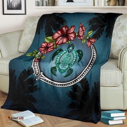 New Zealand Premium Blanket Polynesian Ohana Turtle Hibiscus Mother Son