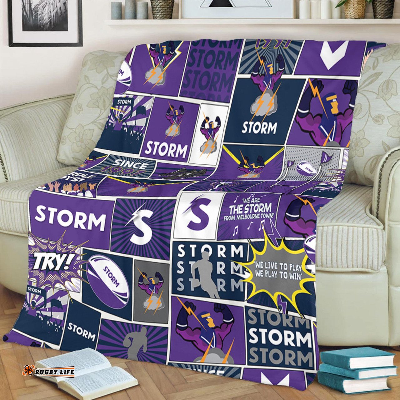 Melbourne Storm Premium Blanket - Team Of Us Die Hard Fan Supporters Comic Style