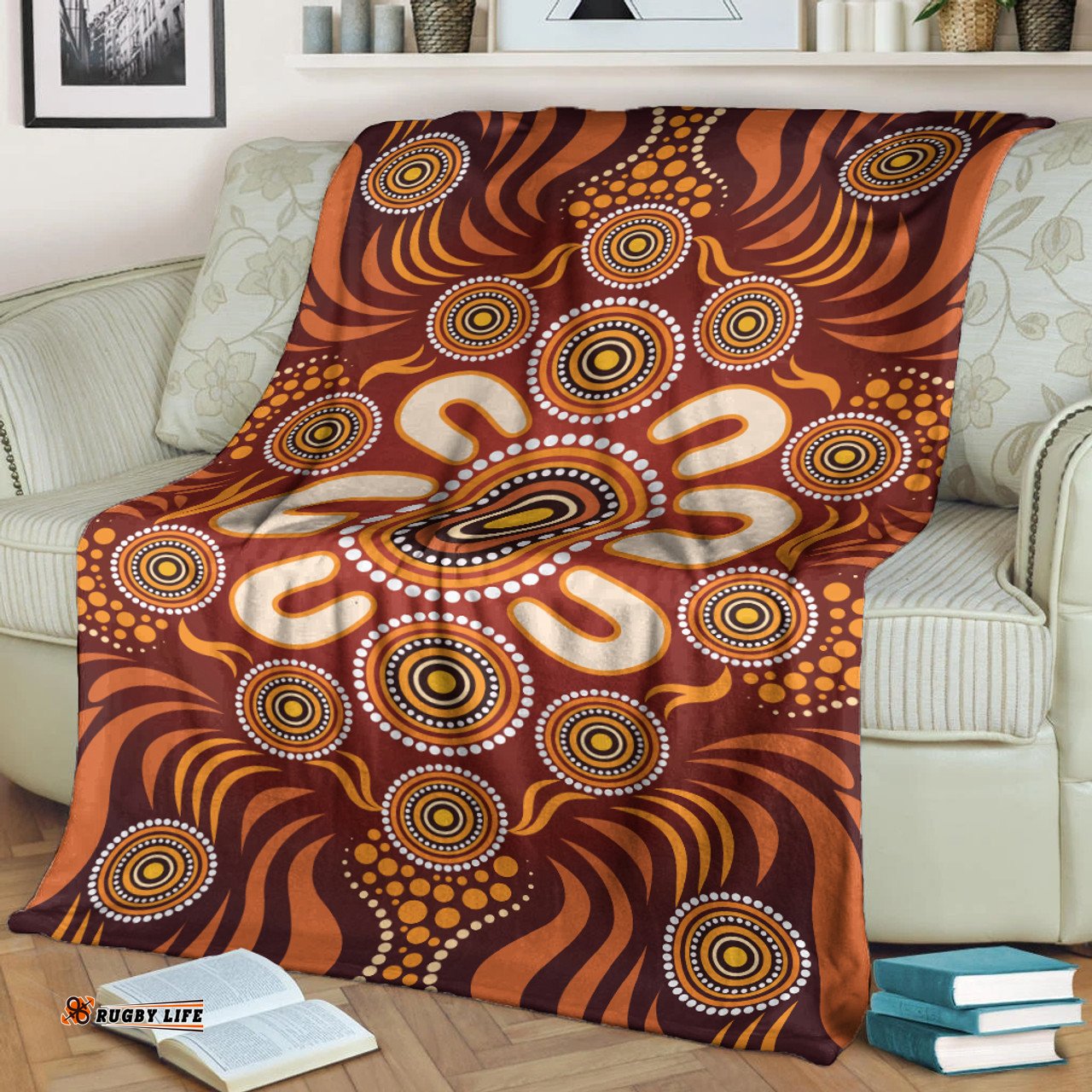 Australia Aboriginal Inspired Blanket - Aboriginal Art Dot Painting Pattern