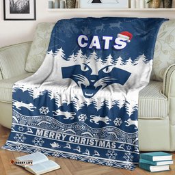 Geelong Cats Unique Winter Season Premium Blanket Cats Merry Christmas