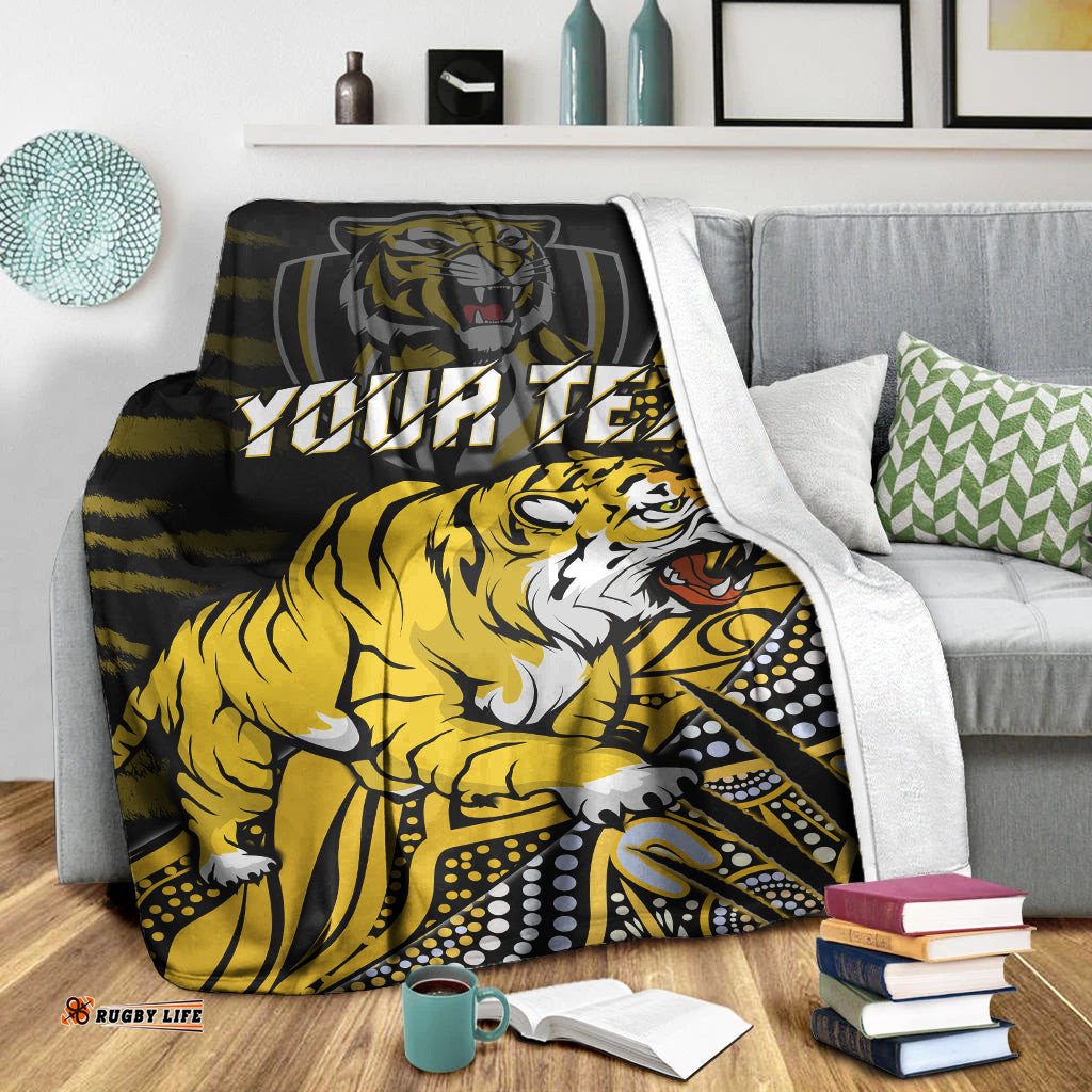 Custom Personalised Richmond Football Premium Blanket Aboriginal Go The Tigers Premiers