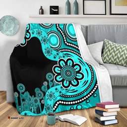 Australia Blanket Aboriginal Indigenous Dot Painting Turquoise