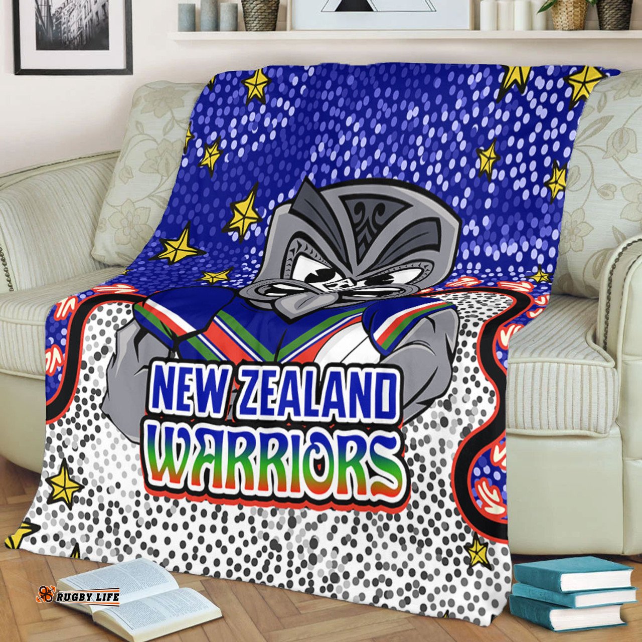 New Zealand Warriors Custom Blanket - Team With Dot And Star Patterns For Tough Fan Blanket