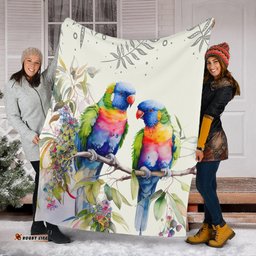 Australia Rainbow Lorikeets Blanket - Rainbow Lorikeets Birds Art Blanket