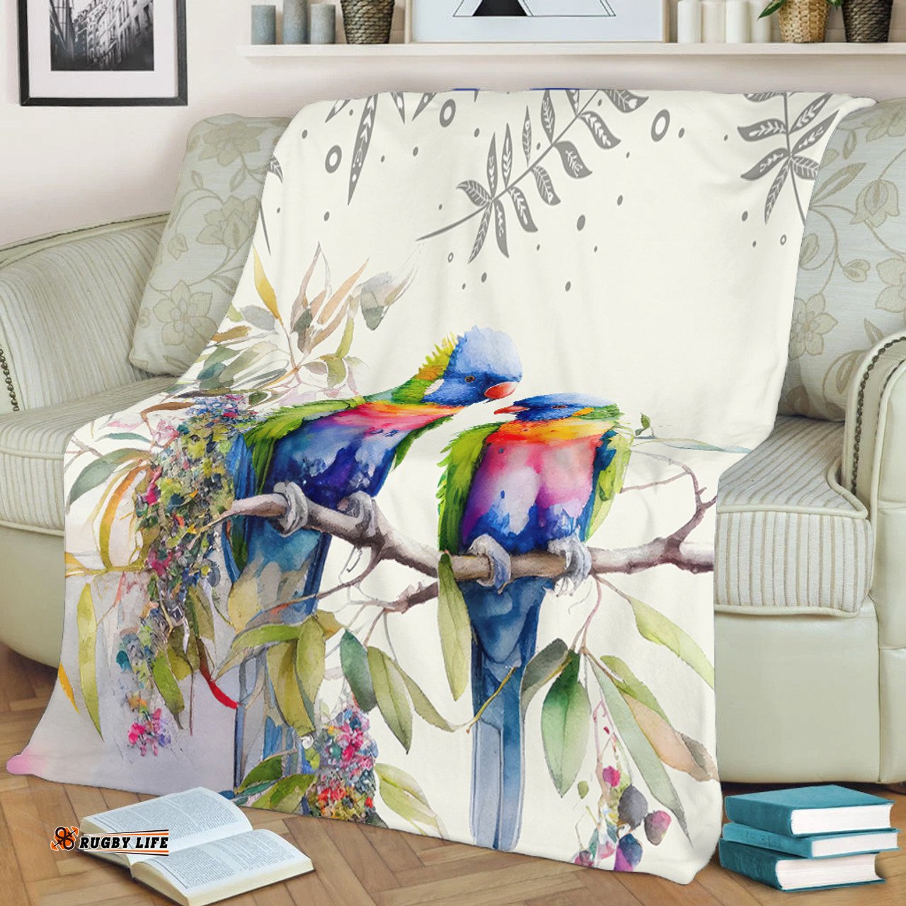 Australia Rainbow Lorikeets Blanket - Rainbow Lorikeets Birds Art Blanket