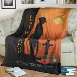 vibehoodie blanket anzac day lest we forget soldier standing guard premium blanket