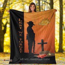 vibehoodie blanket anzac day lest we forget soldier standing guard premium blanket