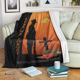 vibehoodie blanket anzac day lest we forget soldier standing guard premium blanket