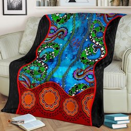 Aboriginal Premium Blanket Aussie Indigenous Patterns Blue