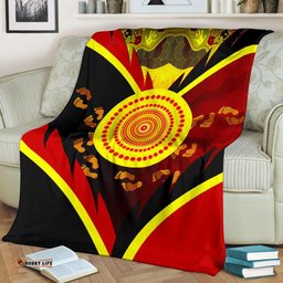 Aboriginal Premium Blanket Indigenous Flag With Footprint Hand Art