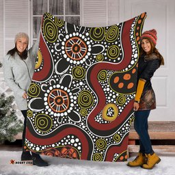 Australia Aboriginal Blanket - Illustration Based On Aboriginal Style Of Artwork Blanket