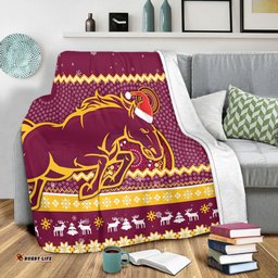 Brisbane Broncos Premium Blanket - Australia Ugly Xmas With Aboriginal Patterns For Die Hard Fans