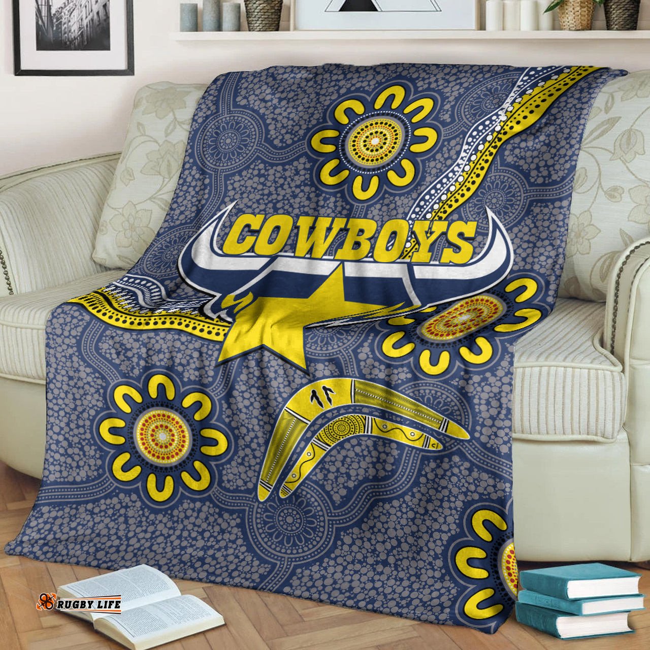 cowboys rugby blanket aboriginal boomerang cowboys blanket rlt13