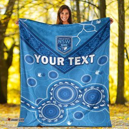 Custom Personalised NSW Blues Rugby Permium Blanket New South Wales Aboriginal Dot Painting Unique Version