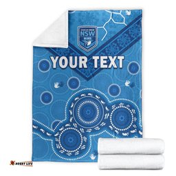 Custom Personalised NSW Blues Rugby Permium Blanket New South Wales Aboriginal Dot Painting Unique Version