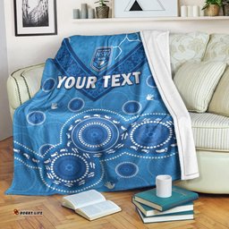 Custom Personalised NSW Blues Rugby Permium Blanket New South Wales Aboriginal Dot Painting Unique Version