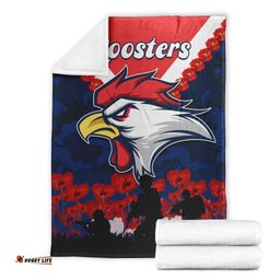 roosters anzac 2022 premium blanket we will remember them