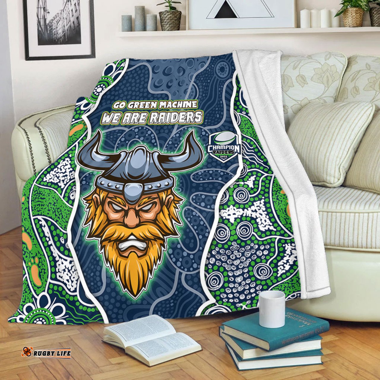 Canberra Raiders Grand Final Custom Blanket - Custom Raiders Contemporary Style Of Aboriginal Painting Blanket