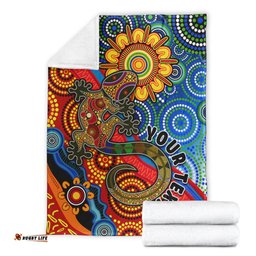 custom personalised australia lizard and sun premium blanket aboriginal art speical