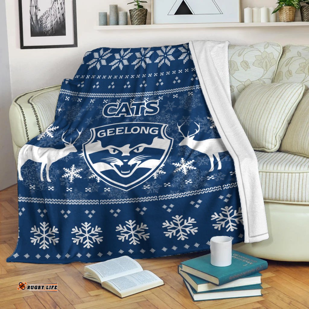 Geelong Cats Blanket Christmas Ugly Style