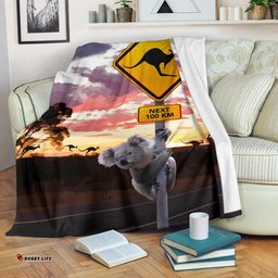 Premium Blanket Koala Blanket Kangaroo Sign Sunset Landscape Art