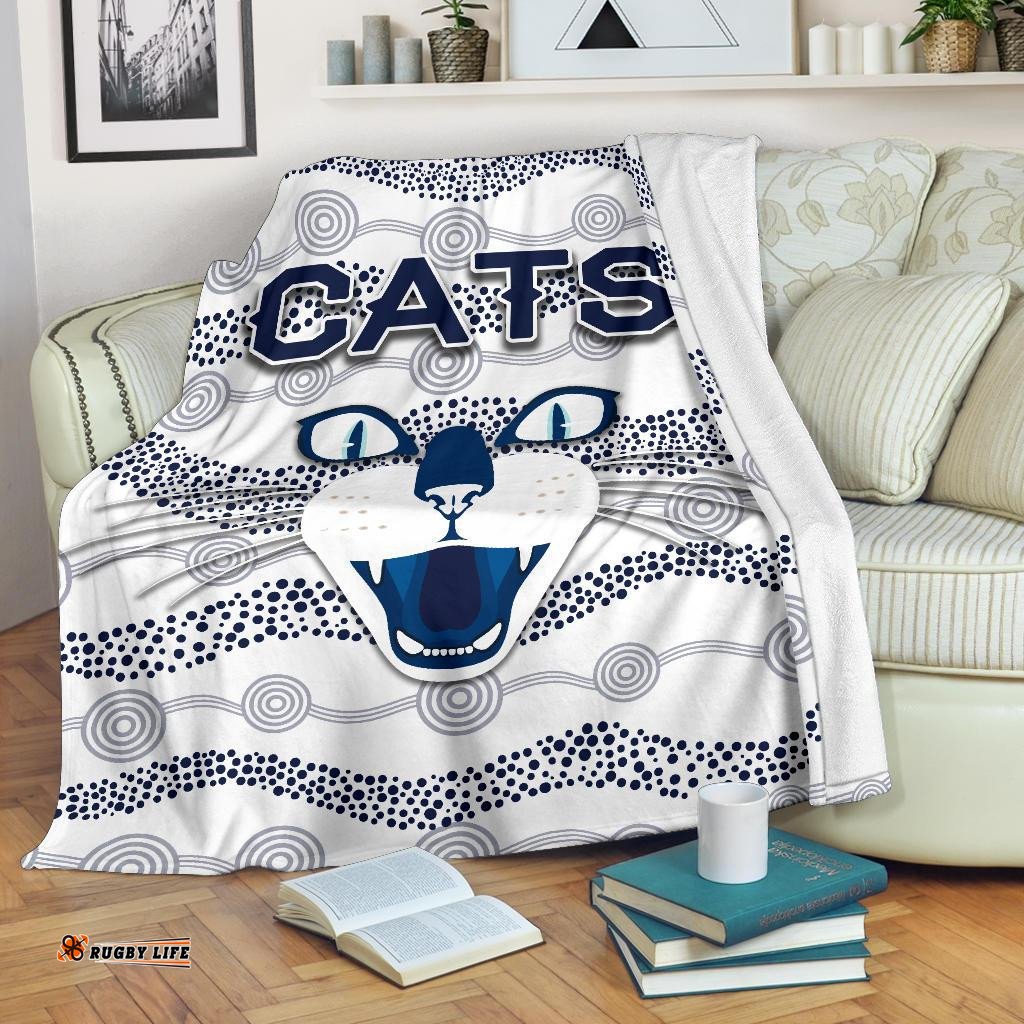 Geelong Premium Blanket Cats Indigenous White