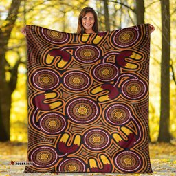 Australia Aboriginal Inspired Blanket - Aboriginal Dot Art Black Color