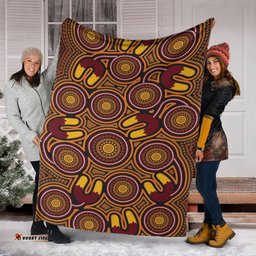 Australia Aboriginal Inspired Blanket - Aboriginal Dot Art Black Color
