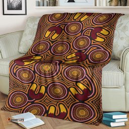 Australia Aboriginal Inspired Blanket - Aboriginal Dot Art Black Color