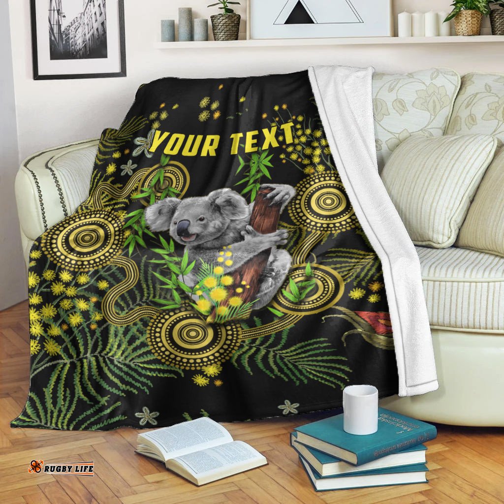 Custom Personalised Golden Wattle Premium Blanket Australia Acacia Pycnantha Mix Aboriginal