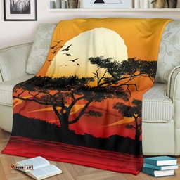Premium Blanket Sunset And Tree In Australia