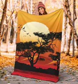 Premium Blanket Sunset And Tree In Australia