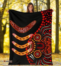 Aboriginal Premium Blanket Aboriginal Boomerangs With Dot Painting Pattern