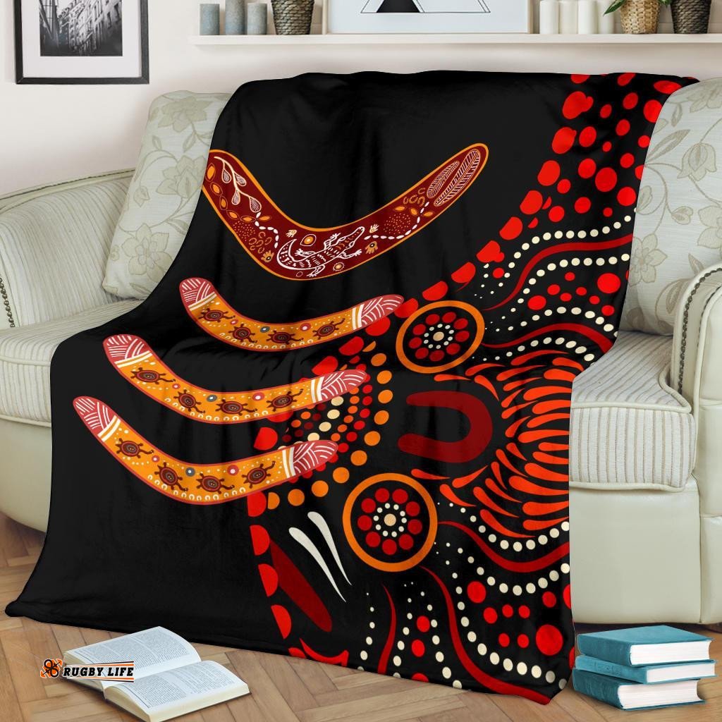 Aboriginal Premium Blanket Aboriginal Boomerangs With Dot Painting Pattern