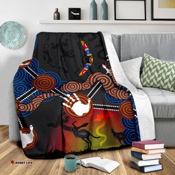 Aboriginal Premium Blanket, Australian Boomerang and Snake Indigenous Art