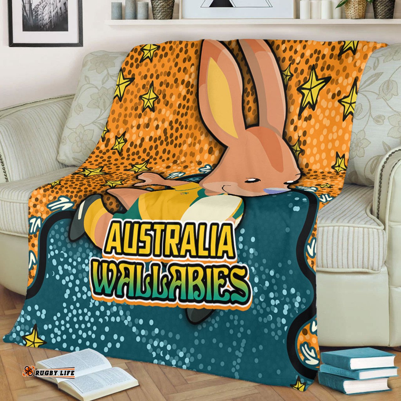 Australia Wallabies Custom Blanket - Team With Dot And Star Patterns For Tough Fan Blanket