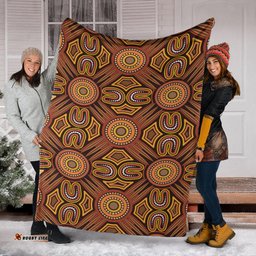 Australia Aboriginal Inspired Blanket - Brown Color Aboriginal Connection Style Of Dot Painting