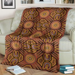Australia Aboriginal Inspired Blanket - Brown Color Aboriginal Connection Style Of Dot Painting