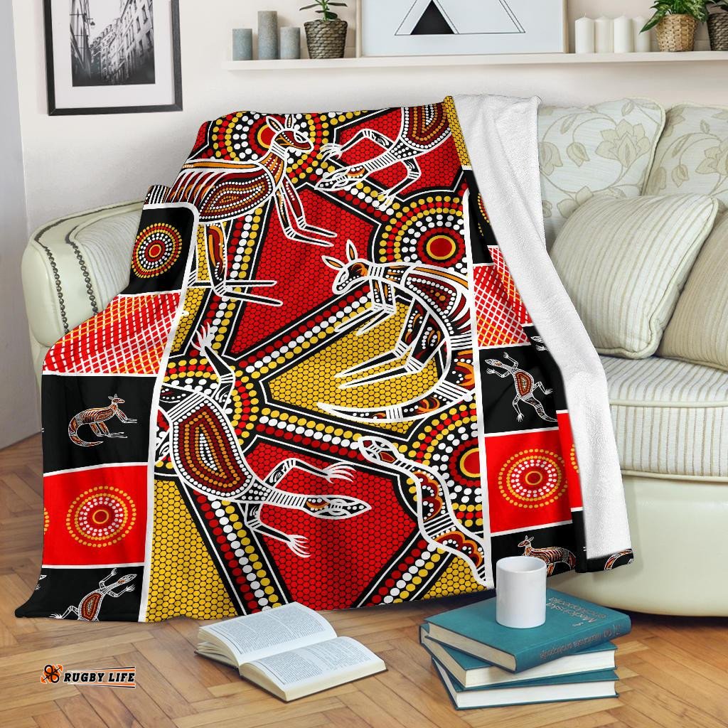 Aboriginal Premium Blanket, Kangaroo Dot Painting Patterns
