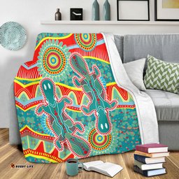 Australia Animals Platypus Aboriginal Blanket - Green Platypus With Aboriginal Art Dot Painting Patterns Inspired Blanket